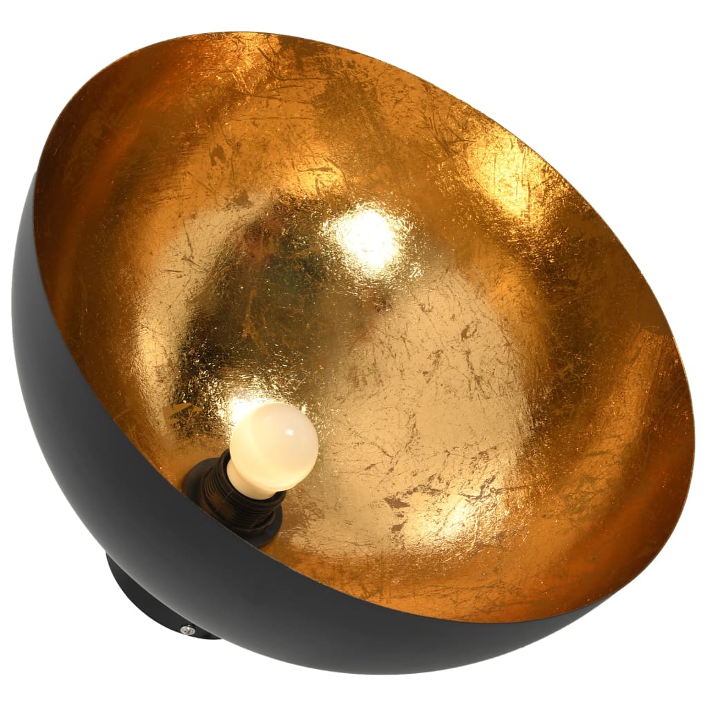 loftslamper 2 stk. halvkugle E27 sort og guldfarvet