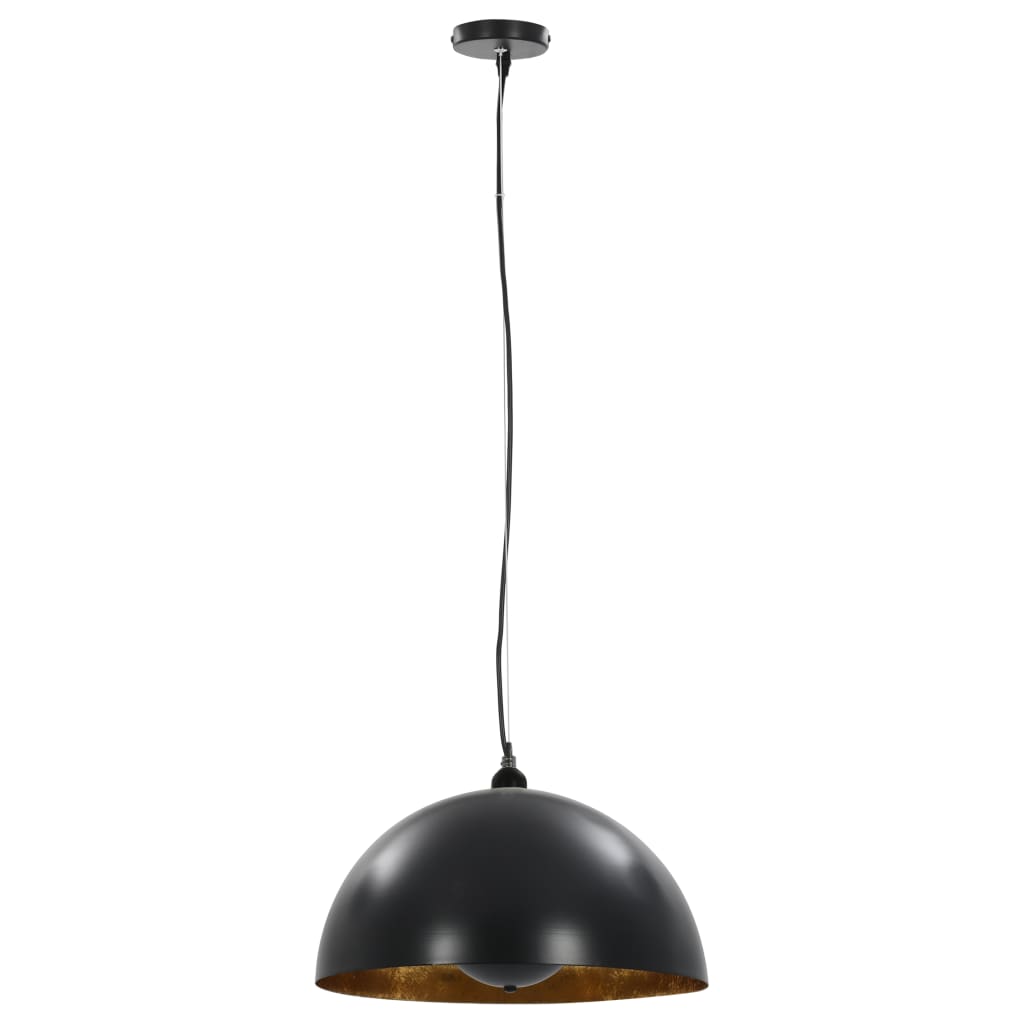 loftslamper 2 stk. halvkugle 40 cm E27 sort og guldfarvet