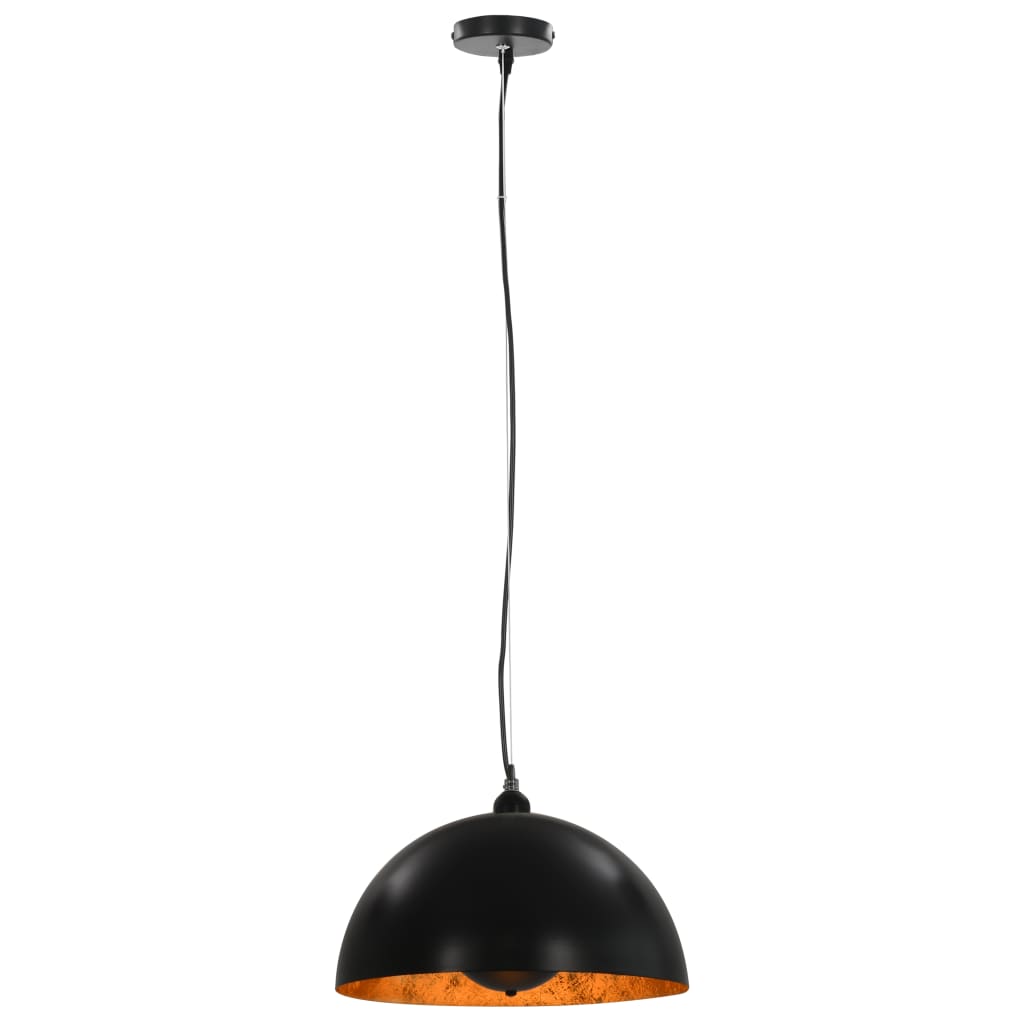 loftslamper 2 stk. halvkugle 40 cm E27 sort og guldfarvet