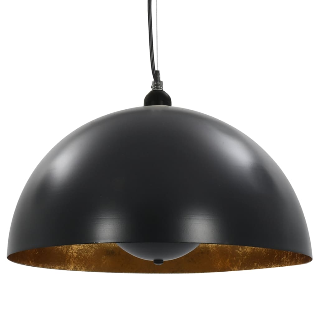 loftslamper 2 stk. halvkugle 40 cm E27 sort og guldfarvet
