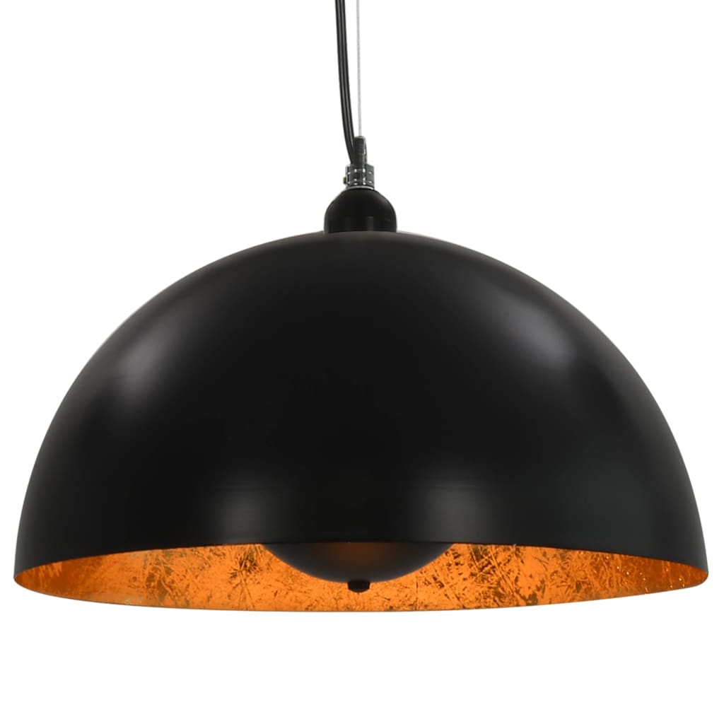 loftslamper 2 stk. halvkugle 40 cm E27 sort og guldfarvet