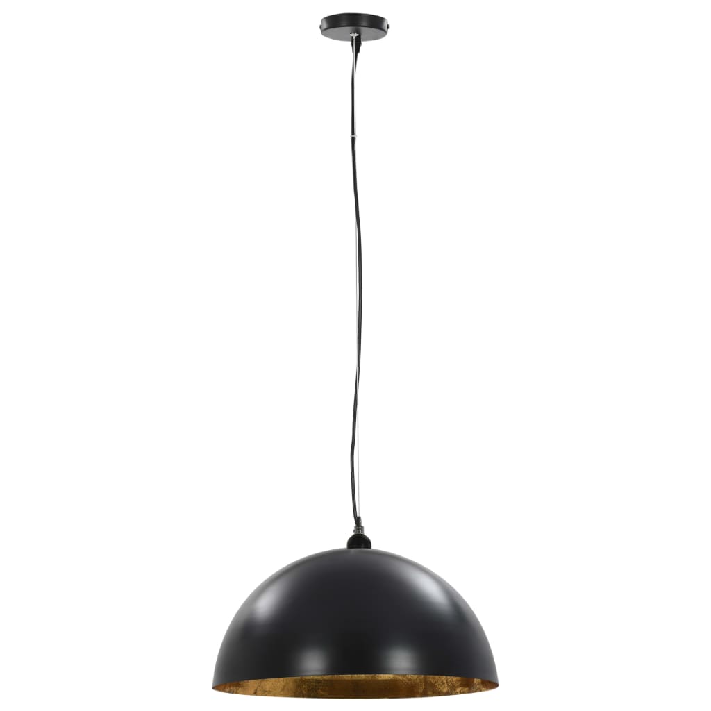 loftslamper 2 stk. halvkugle 50 cm E27 sort og guldfarvet