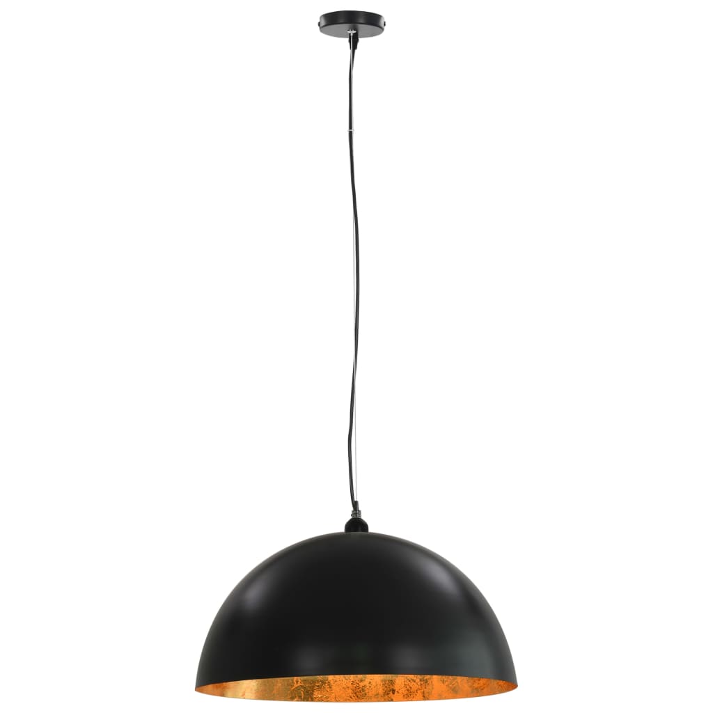 loftslamper 2 stk. halvkugle 50 cm E27 sort og guldfarvet