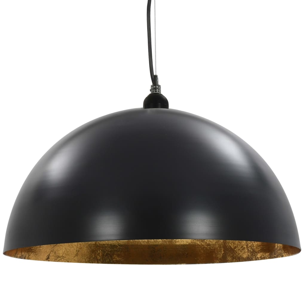 loftslamper 2 stk. halvkugle 50 cm E27 sort og guldfarvet