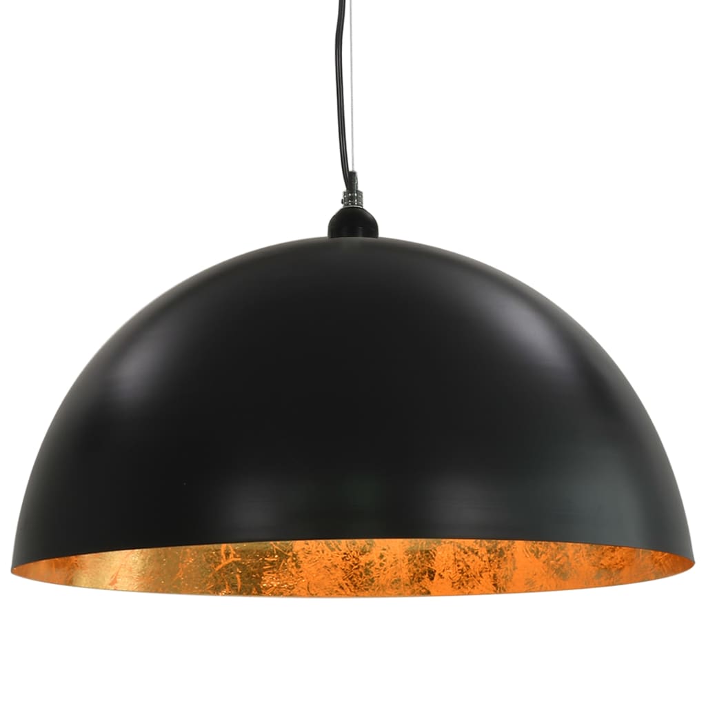loftslamper 2 stk. halvkugle 50 cm E27 sort og guldfarvet