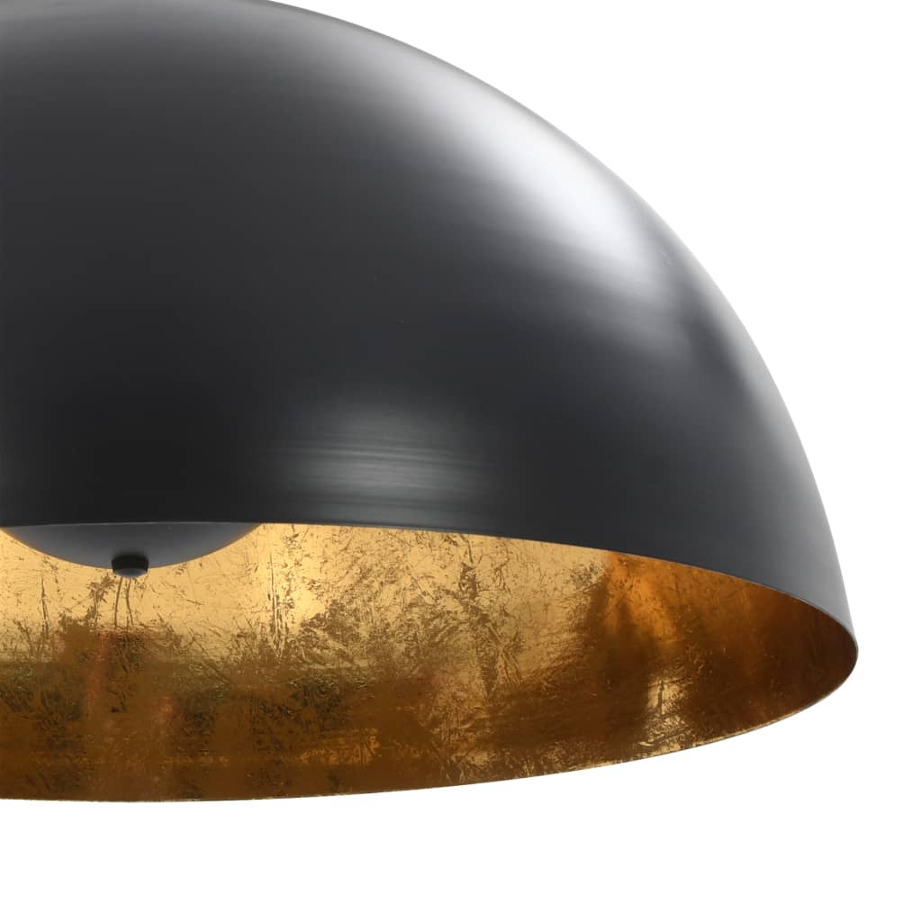 loftslamper 2 stk. halvkugle 50 cm E27 sort og guldfarvet