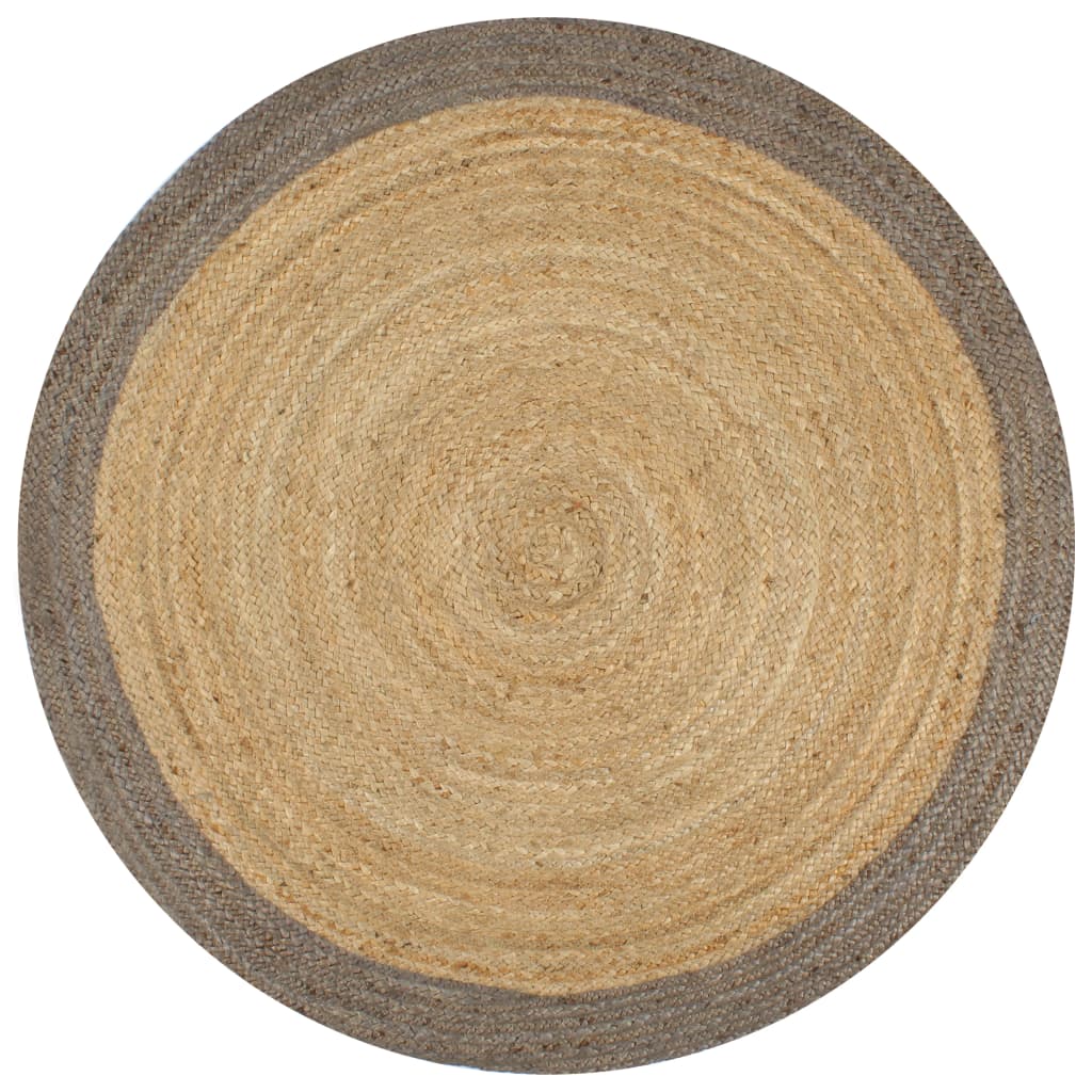 håndlavet tæppe med grå kant jute 90 cm