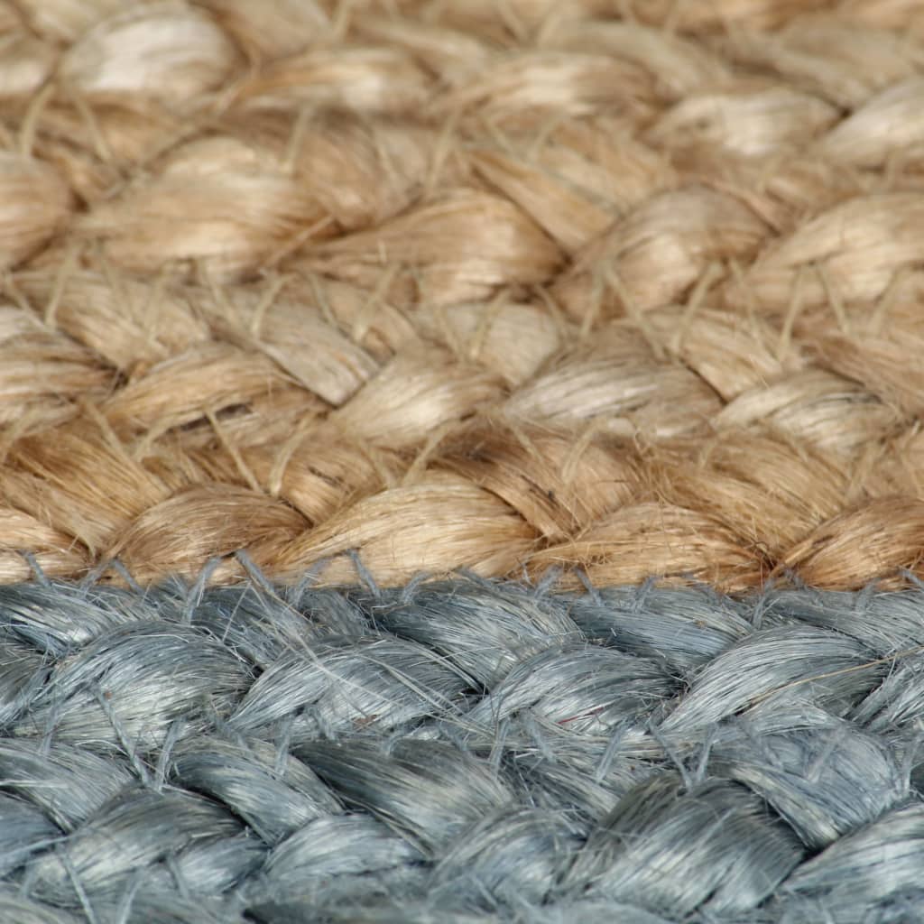 håndlavet tæppe med olivengrøn kant jute 90 cm