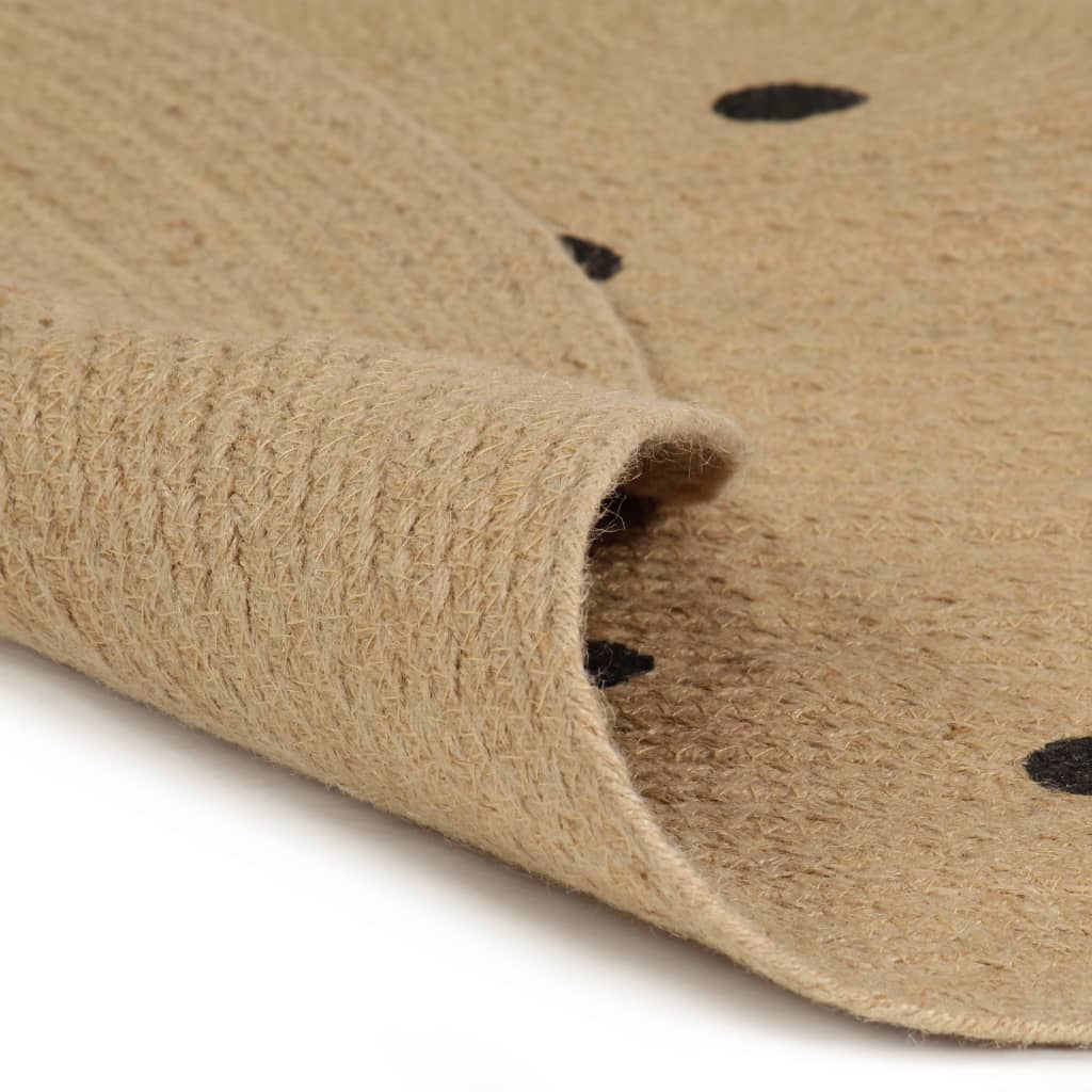 håndlavet tæppe med polkaprikker jute 120 cm