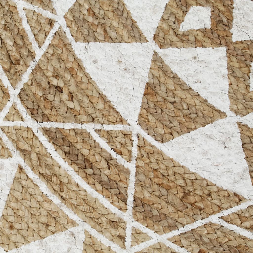 håndlavet tæppe med hvidt print jute 90 cm