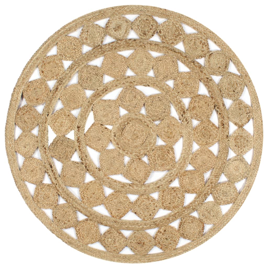håndlavet tæppe flettet jute 120 cm