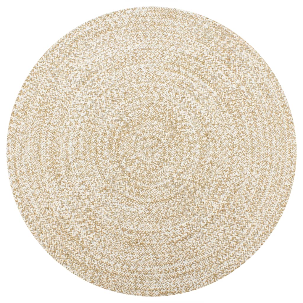 håndlavet tæppe jute 90 cm hvid og naturfarvet