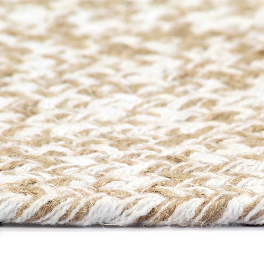 håndlavet tæppe jute 90 cm hvid og naturfarvet