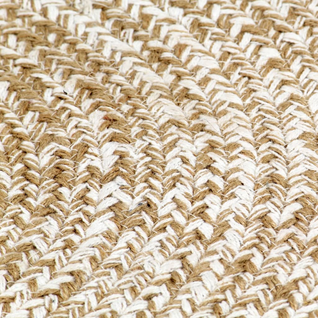 håndlavet tæppe jute 90 cm hvid og naturfarvet