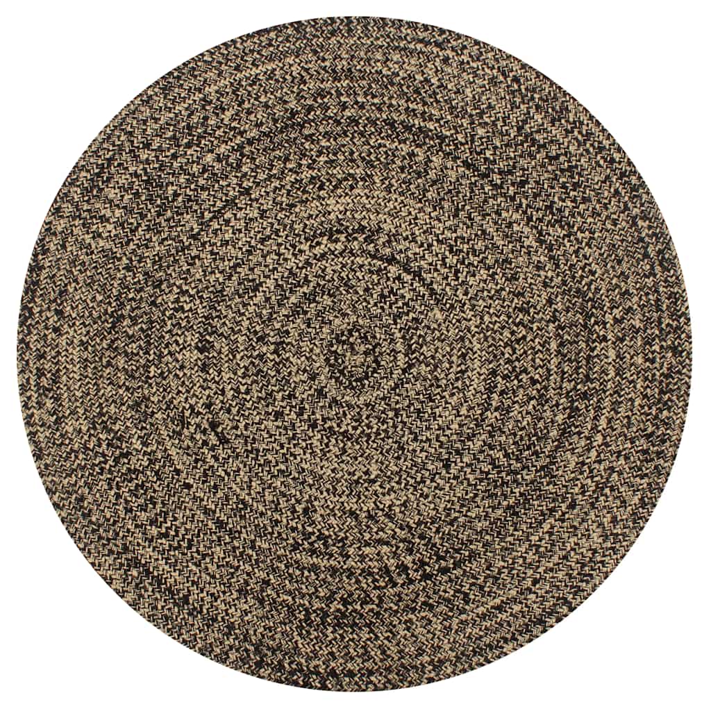 håndlavet tæppe jute 90 cm sort og naturfarvet