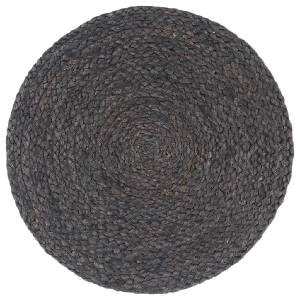 dækkeservietter 6 stk. rund 38 cm jute mørkegrå