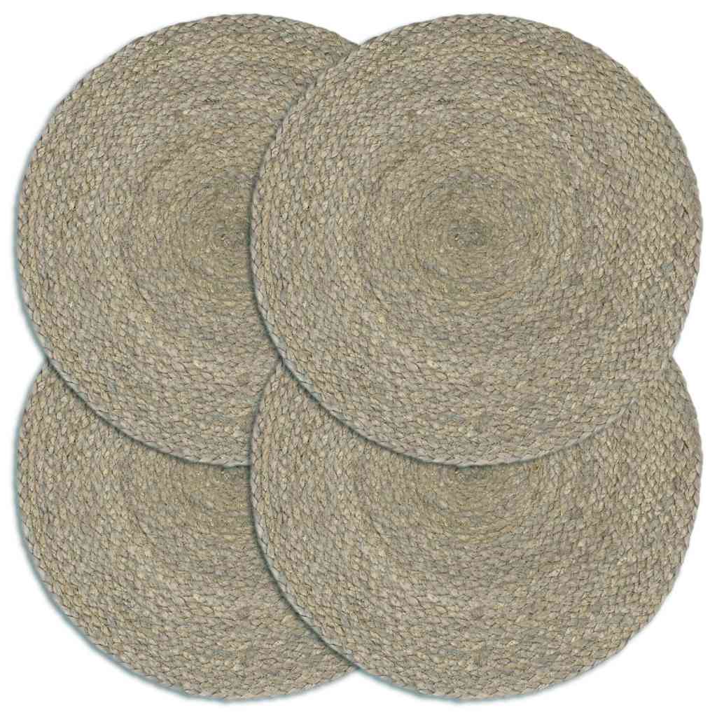 dækkeservietter 4 stk. rund 38 cm jute grå