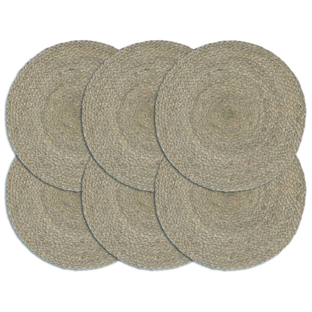 dækkeservietter 6 stk. rund 38 cm jute grå