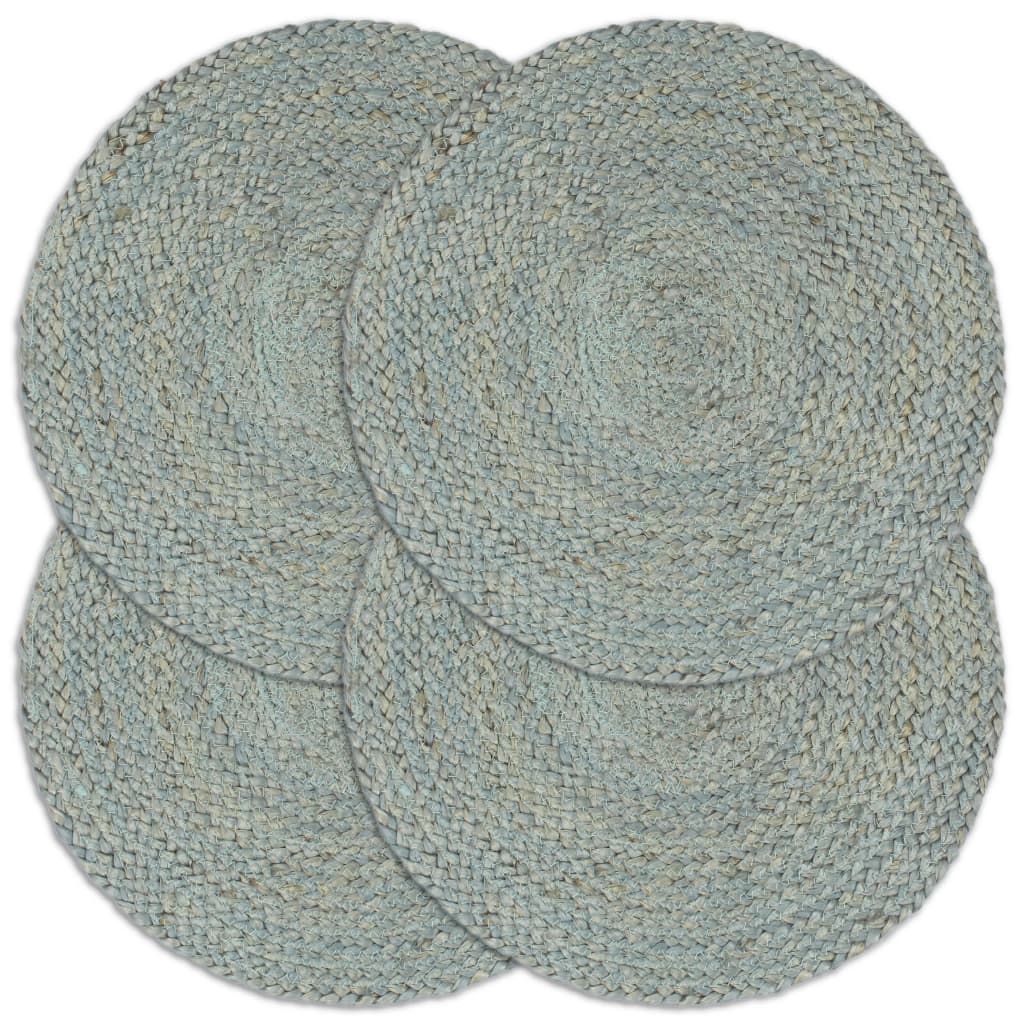 dækkeservietter 4 stk. rund 38 cm jute olivengrøn