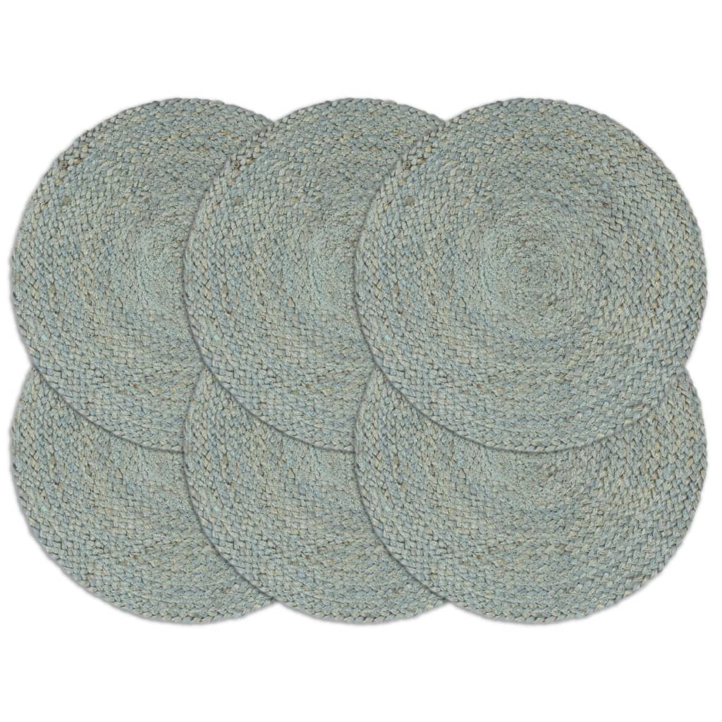 dækkeservietter 6 stk. rund 38 cm jute olivengrøn