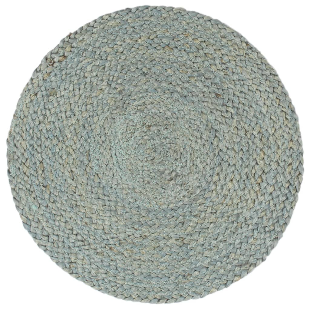 dækkeservietter 6 stk. rund 38 cm jute olivengrøn