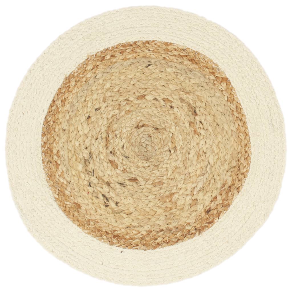 dækkeservietter 6 stk. rund 38 cm jute og bomuld naturfarvet