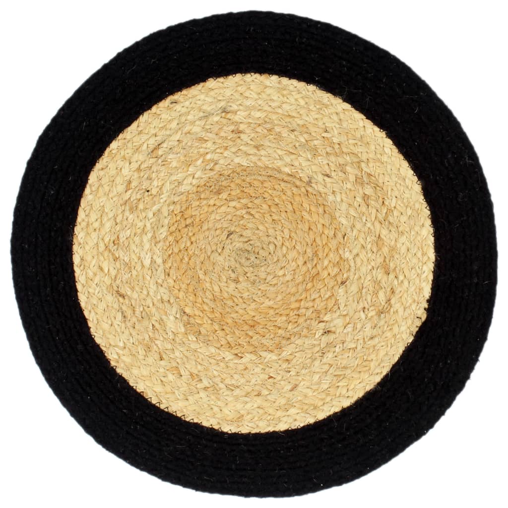 dækkeservietter 4 stk. 38 cm jute og bomuld natur og sort