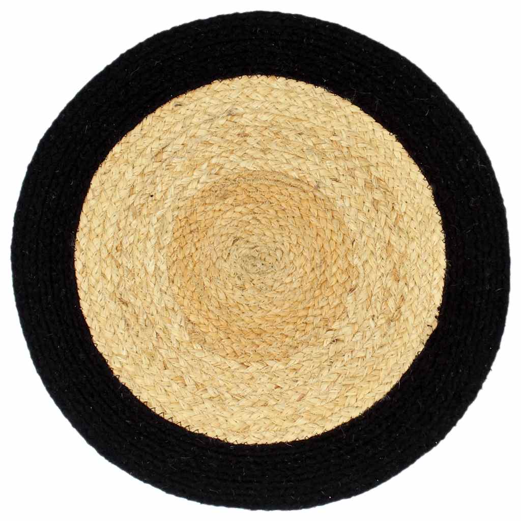dækkeservietter 6 stk. 38 cm jute og bomuld natur og sort