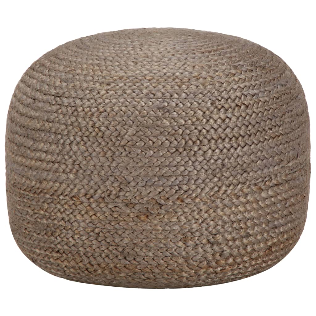 håndlavet puf 45 x 30 cm jute lysegrå