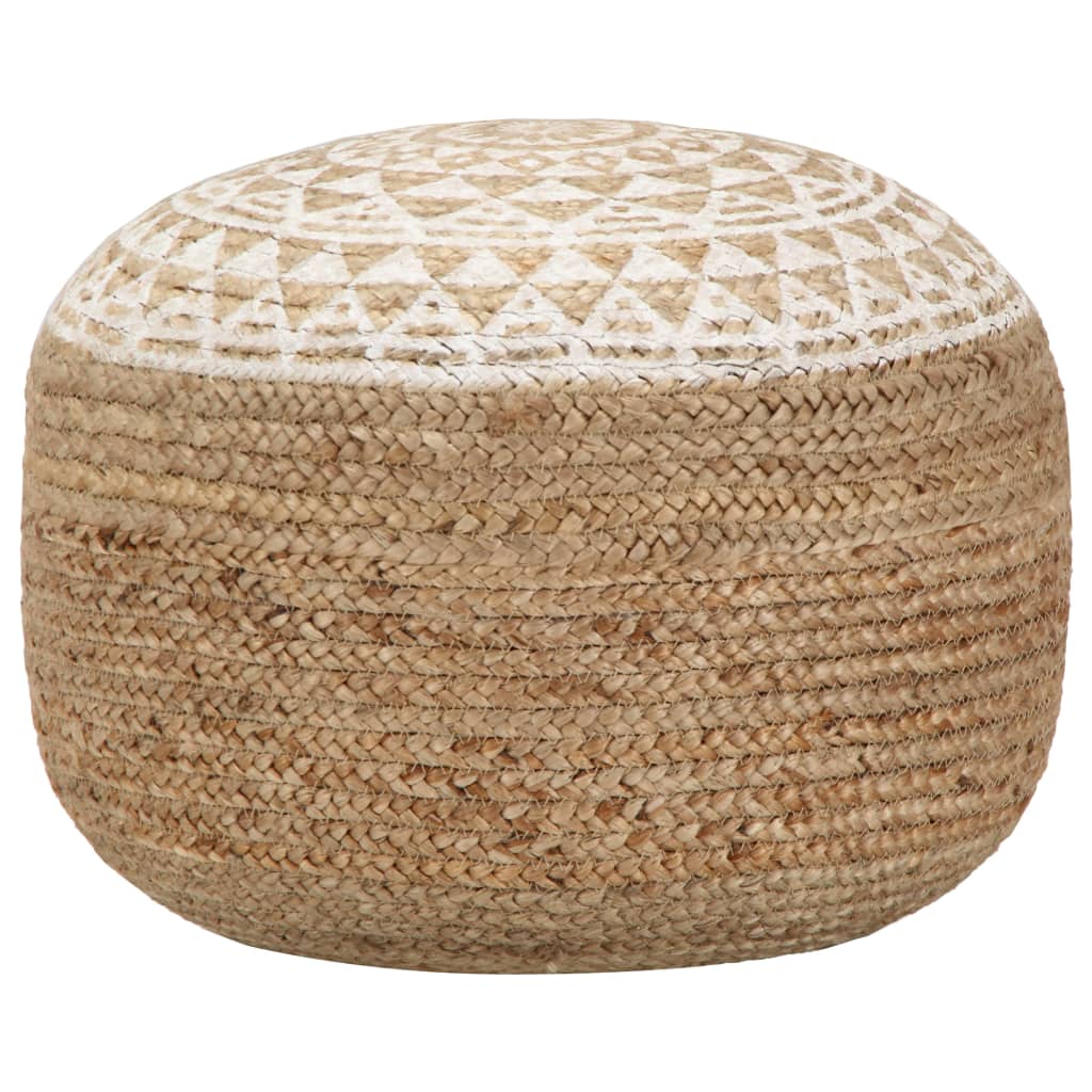 håndlavet puf 45x30 cm jute hvid