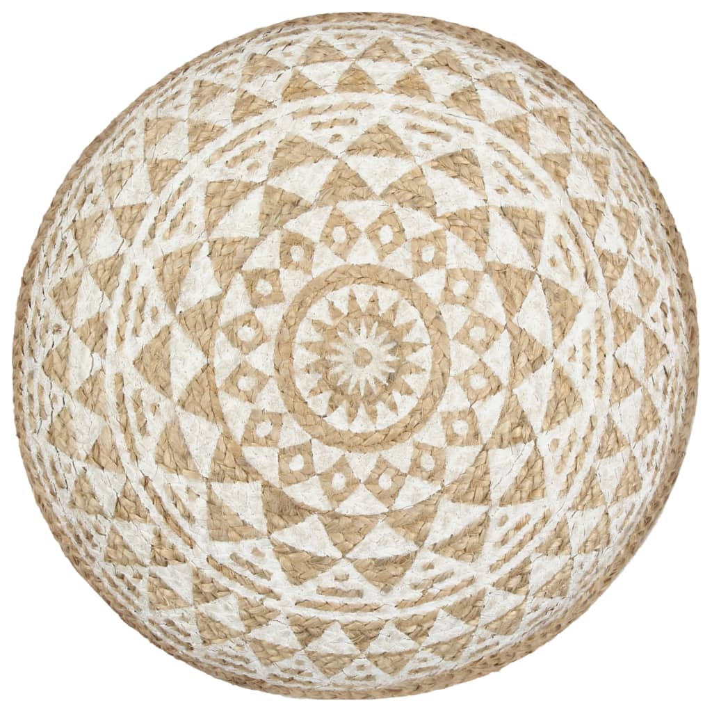 håndlavet puf 45x30 cm jute hvid