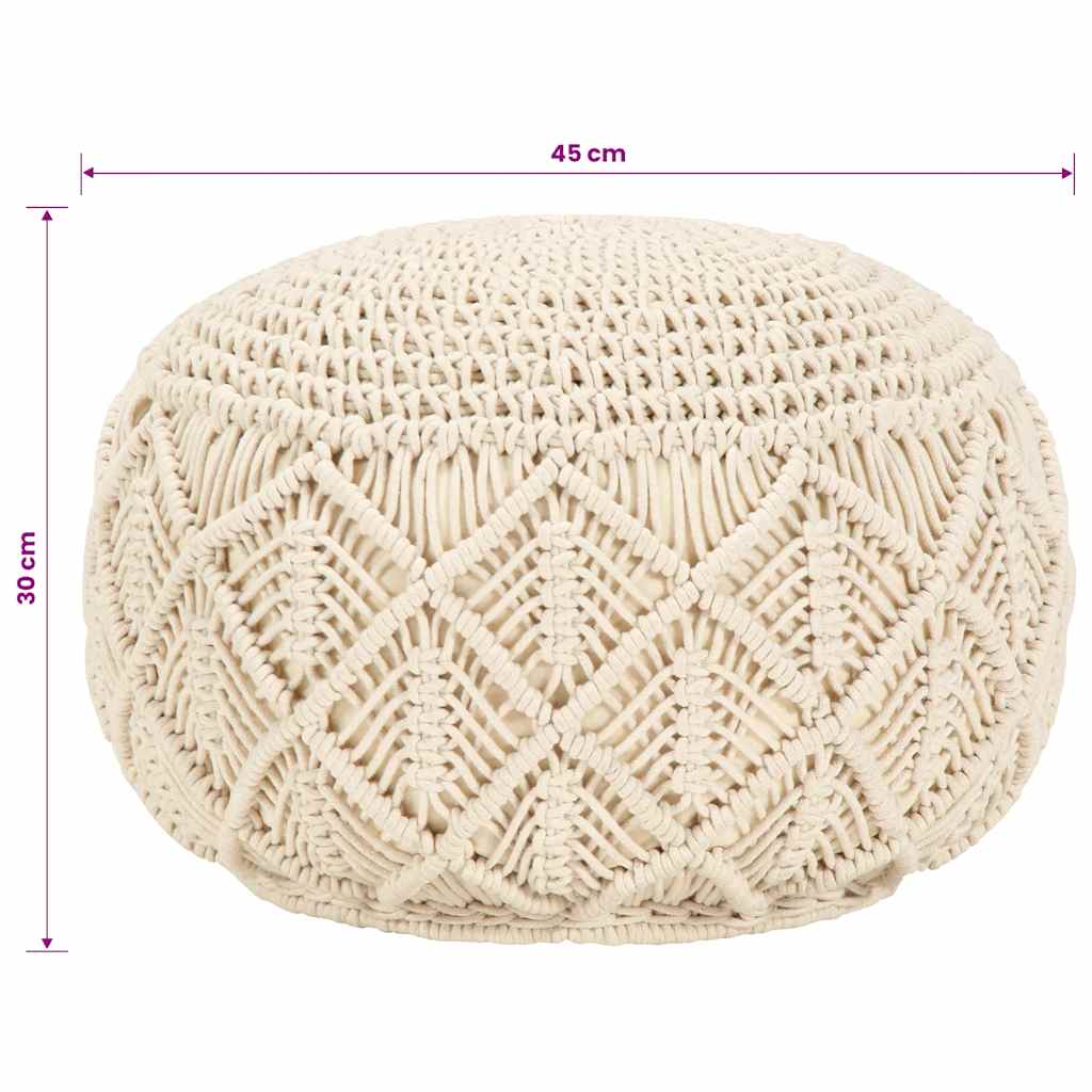 håndlavet macramépuf 45x30 cm bomuld