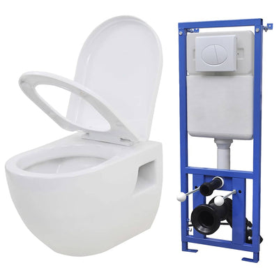 væghængt toilet med skjult cisterne keramik hvid