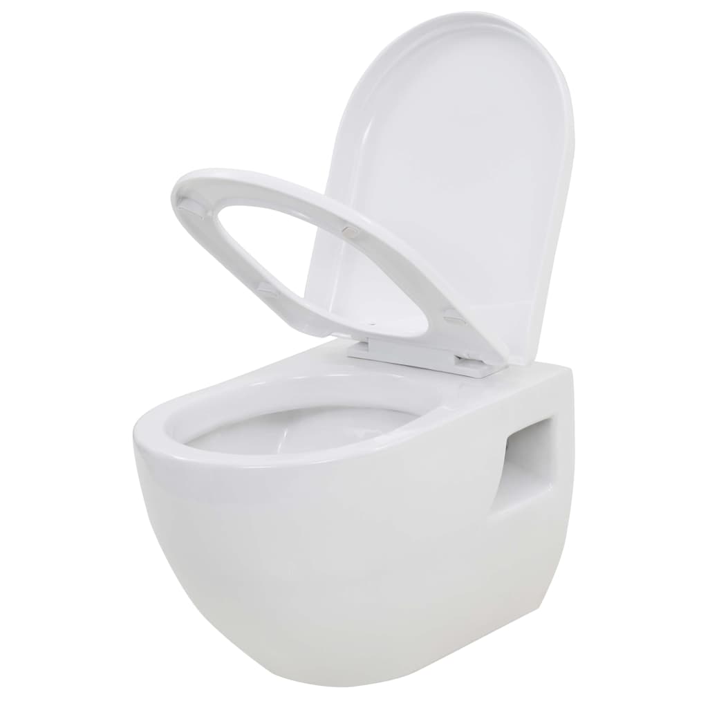 væghængt toilet med skjult cisterne keramik hvid