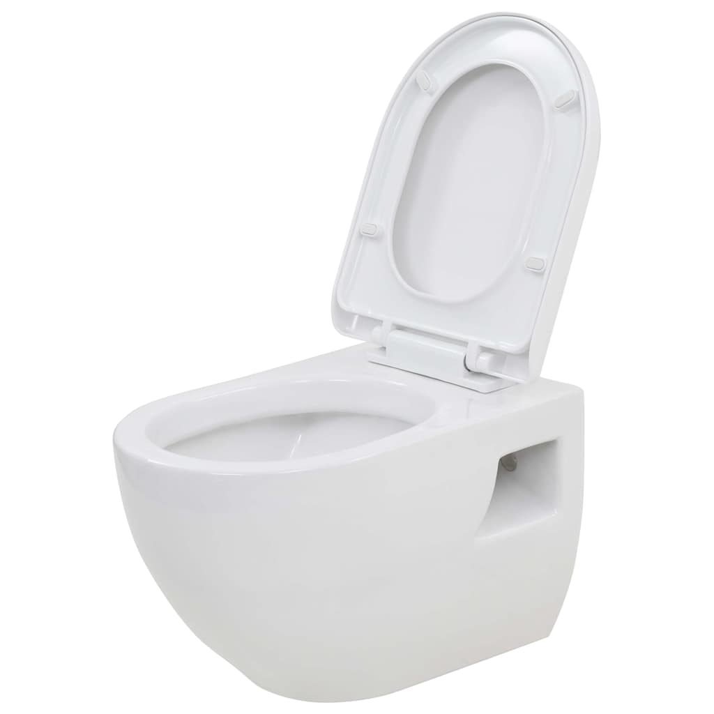 væghængt toilet med skjult cisterne keramik hvid