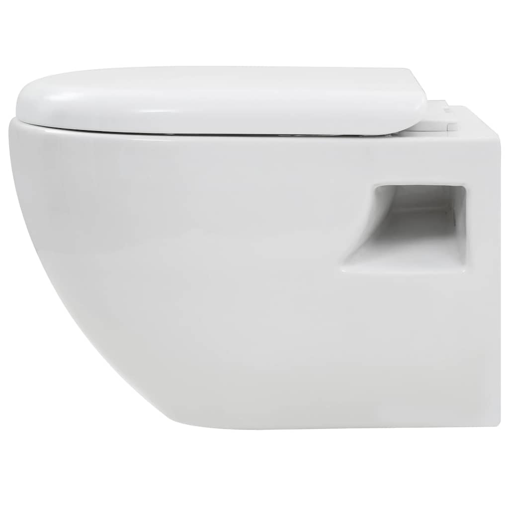 væghængt toilet med skjult cisterne keramik hvid
