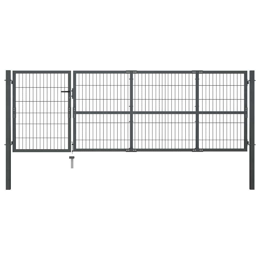havelåge med stolper stål 350x100 cm antracitgrå