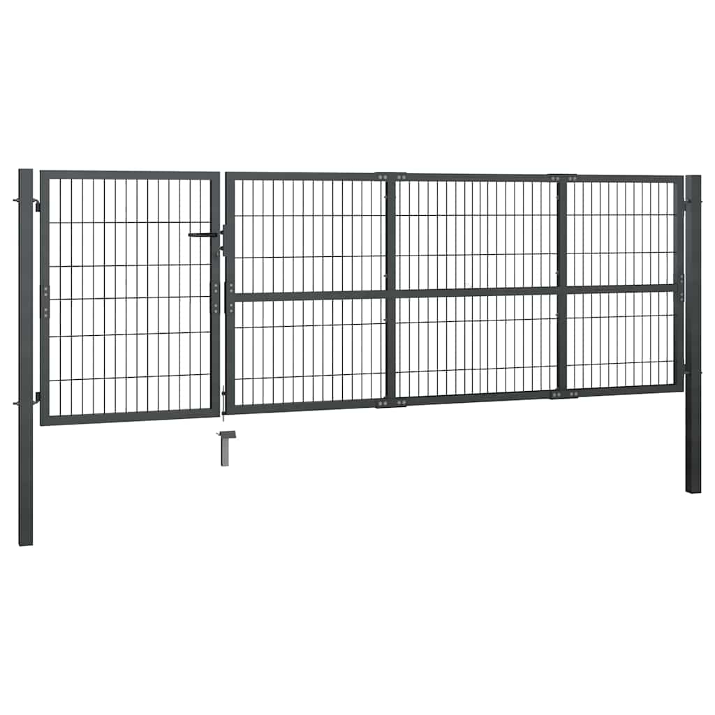 havelåge med stolper stål 350x100 cm antracitgrå