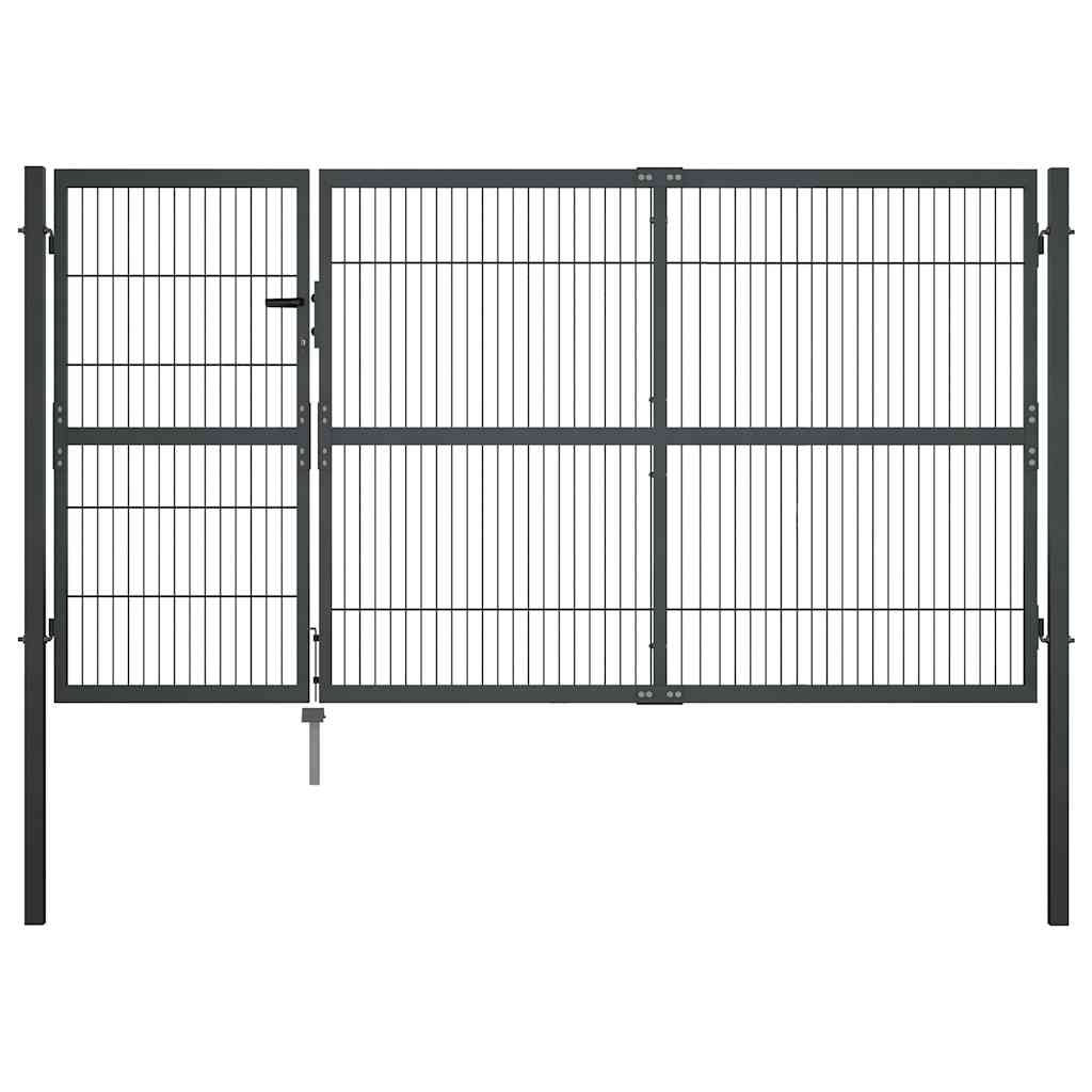havelåge med stolper stål 350x140 cm antracitgrå