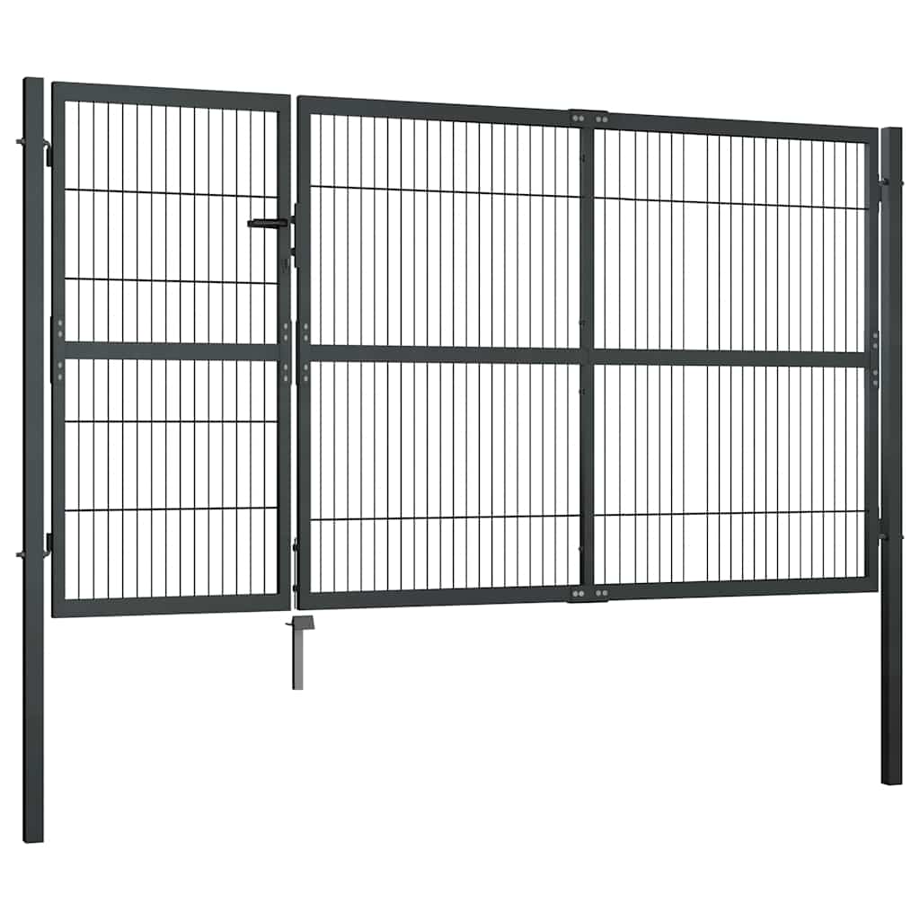 havelåge med stolper stål 350x140 cm antracitgrå