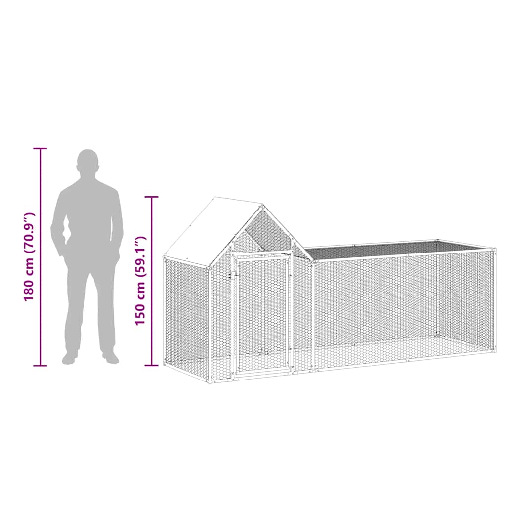 hønsegård 3x1x1,5 m galvaniseret stål