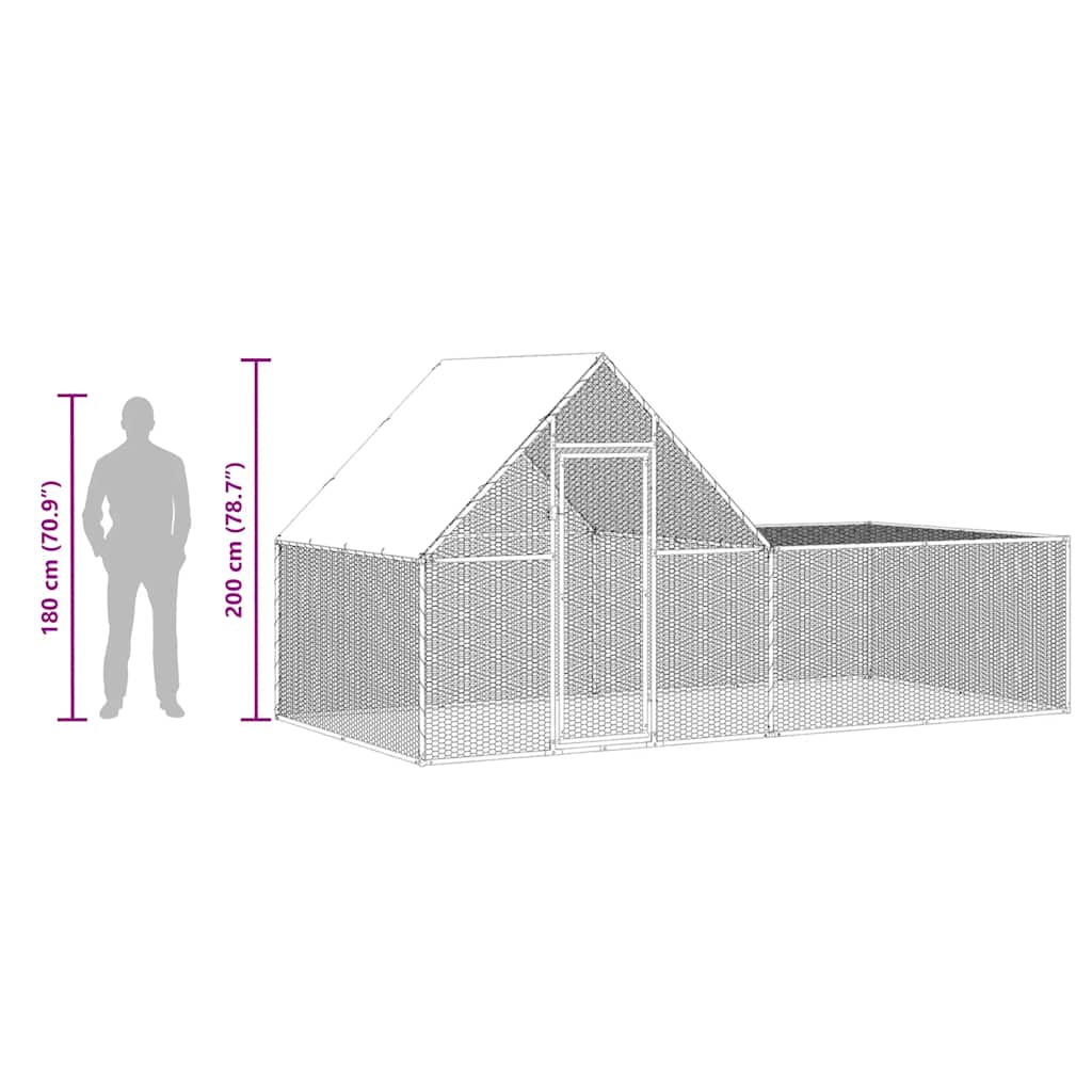 hønsegård 4x2x2 m galvaniseret stål