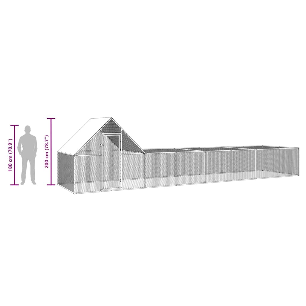 hønsegård 8x2x2 m galvaniseret stål