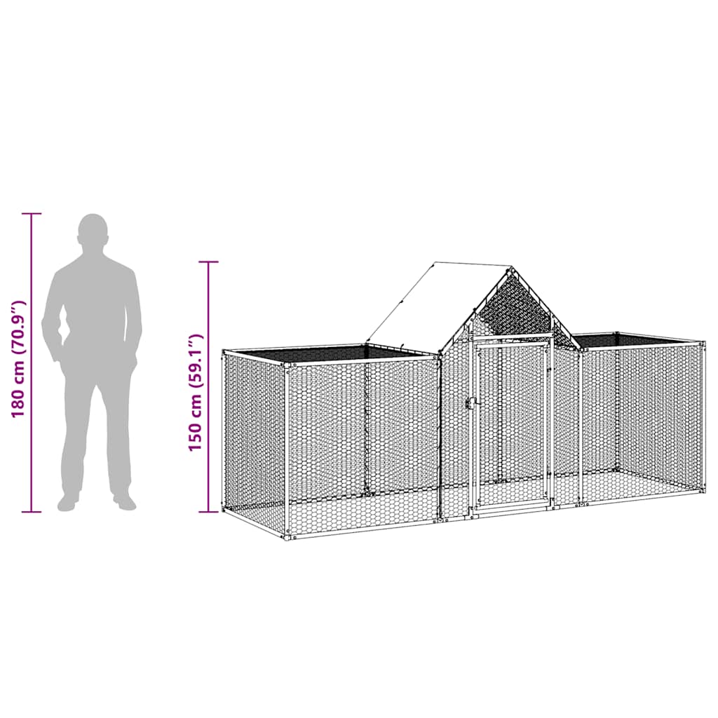 hønsegård 3x1x1,5 m galvaniseret stål