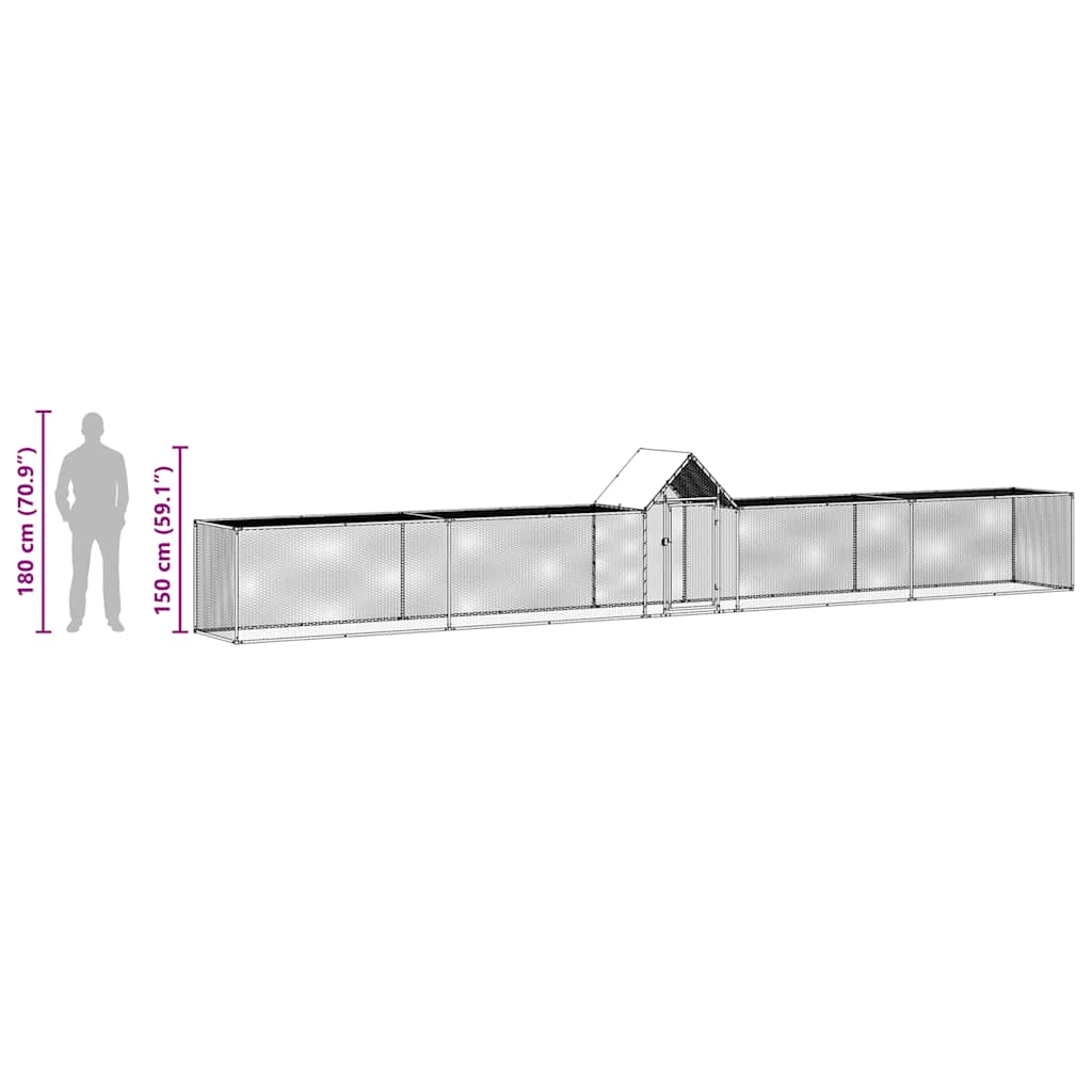 hønsegård 9x1x1,5 m galvaniseret stål