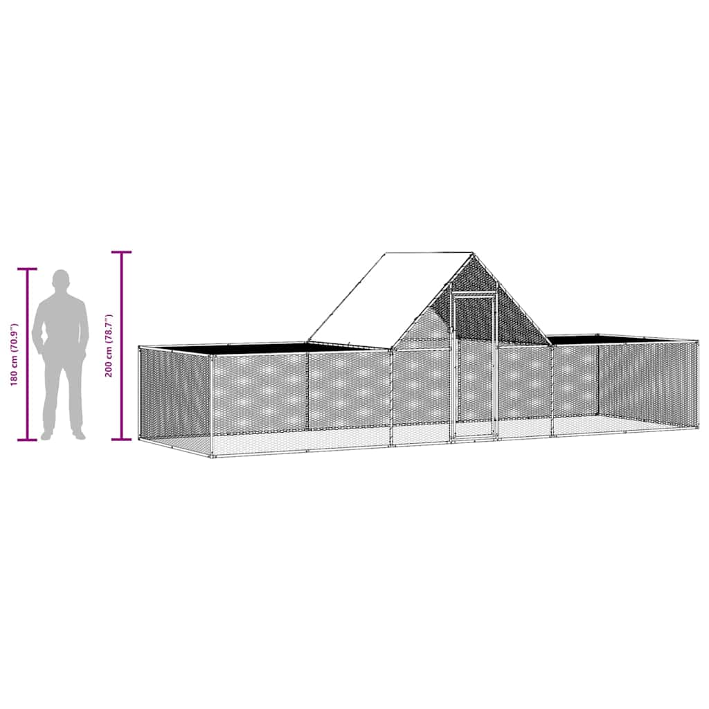 hønsegård 6x2x2 m galvaniseret stål