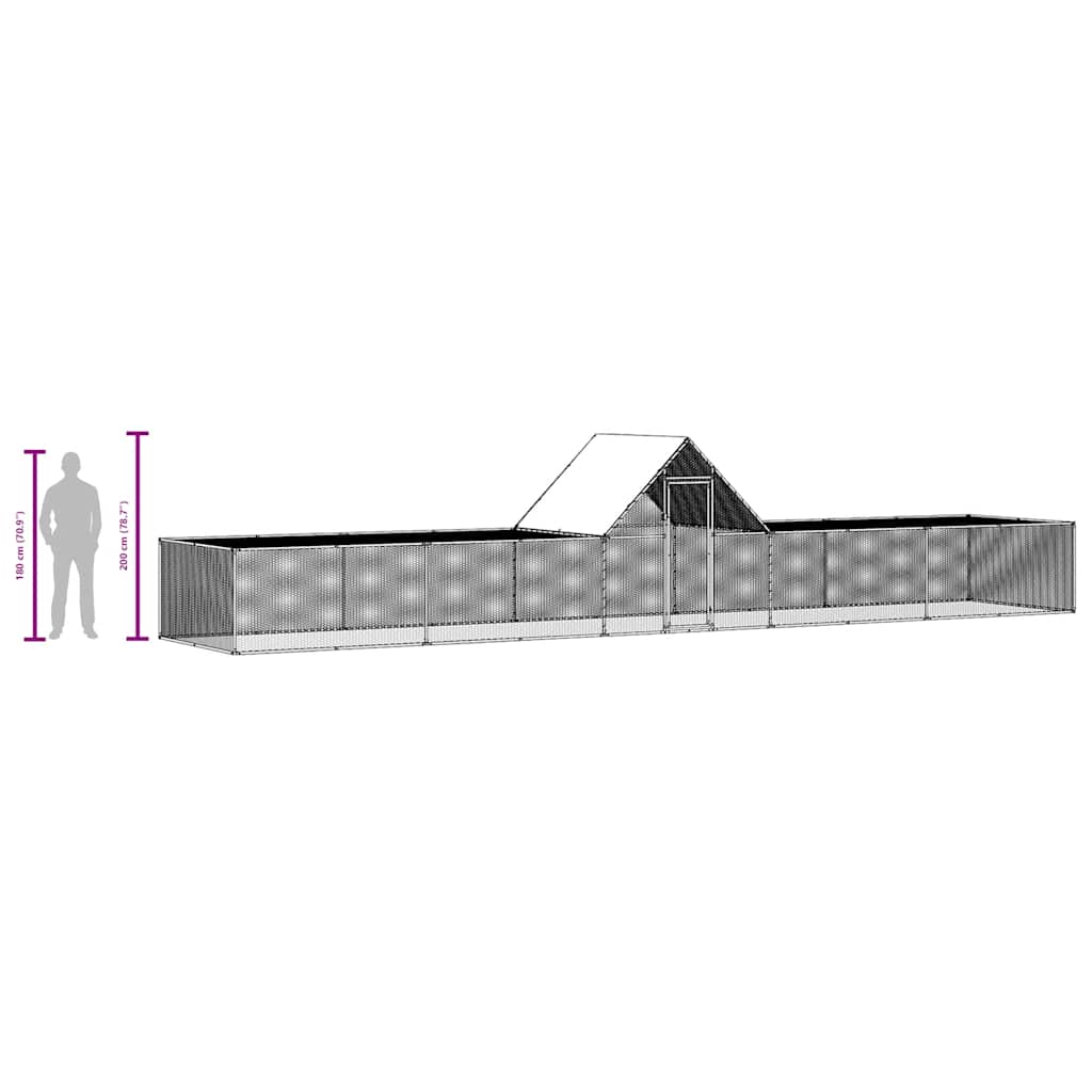 hønsegård 10x2x2 m galvaniseret stål