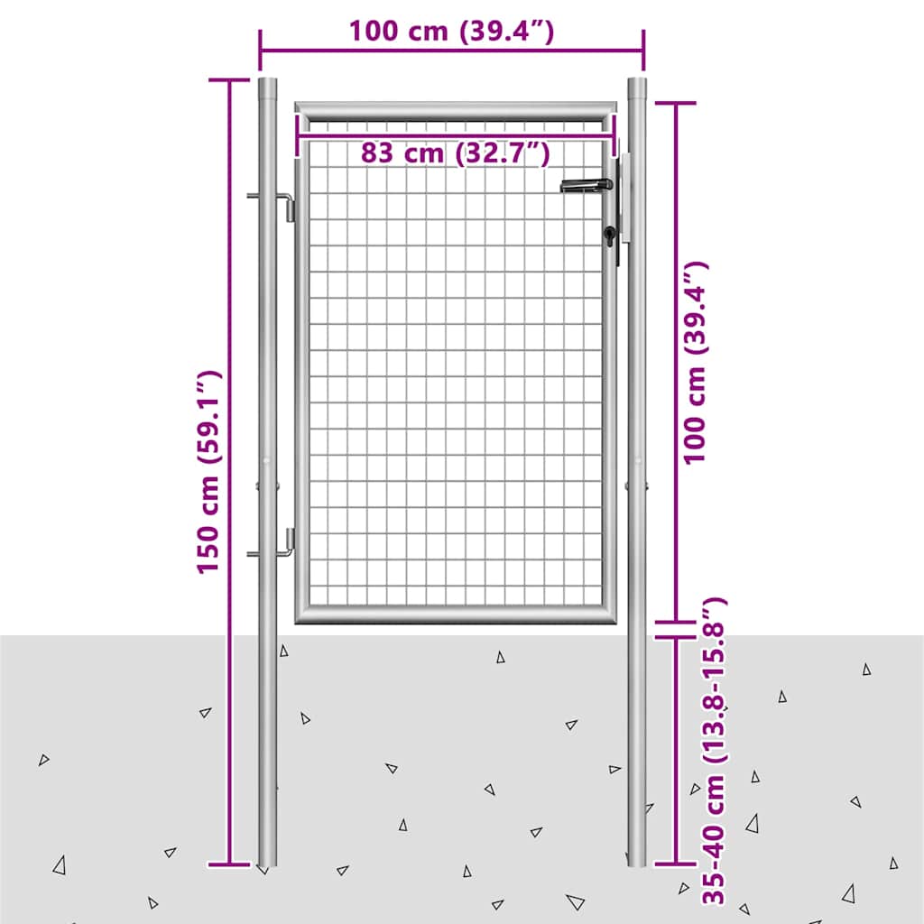 havelåge galvaniseret stål 105x100 cm sølv