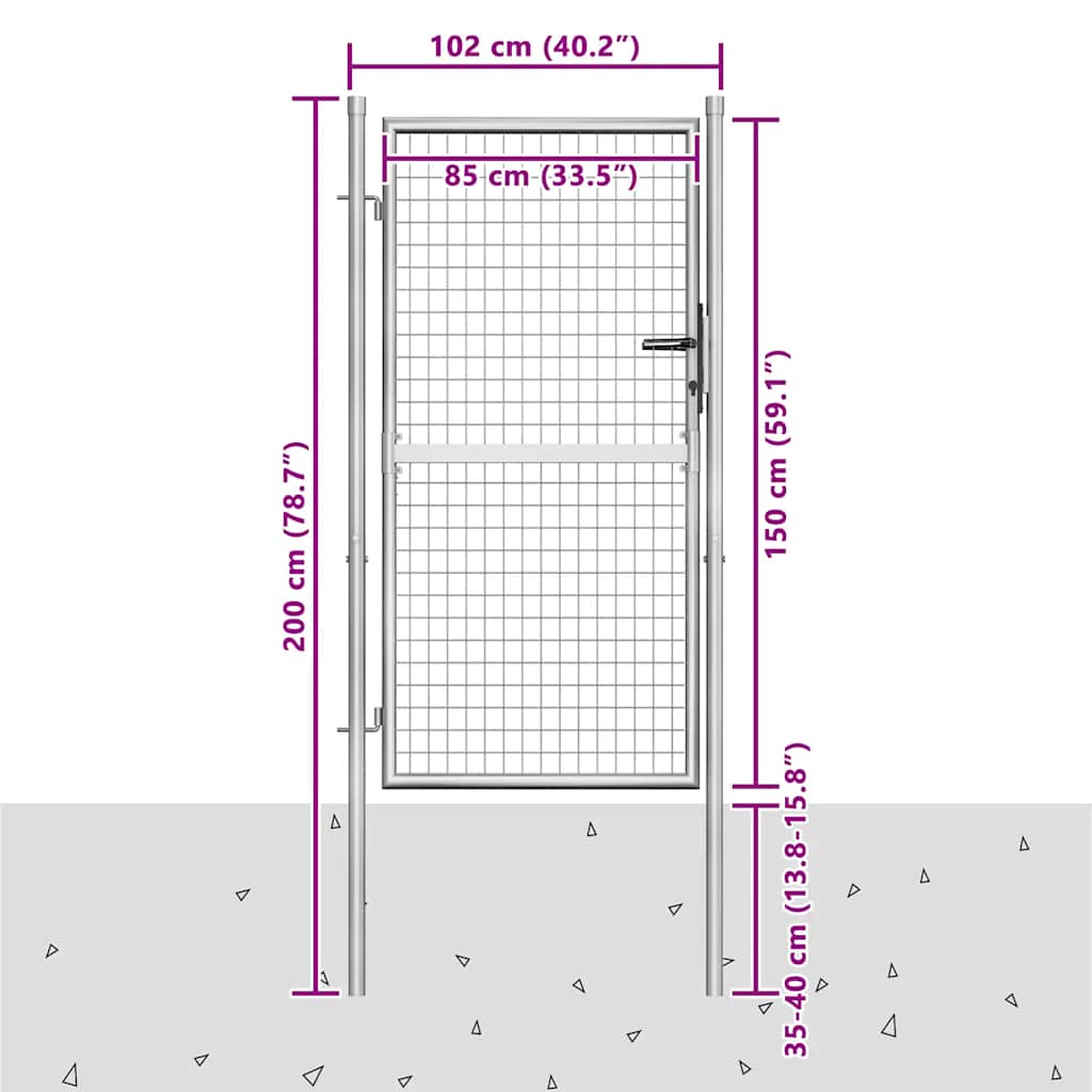 havelåge galvaniseret stål 105x150 cm sølv