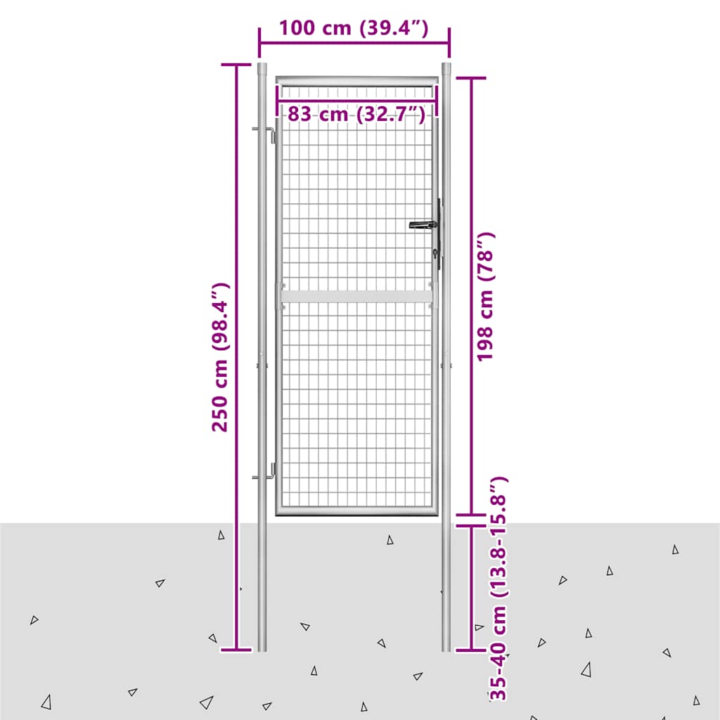havelåge galvaniseret stål 105x200 cm sølv